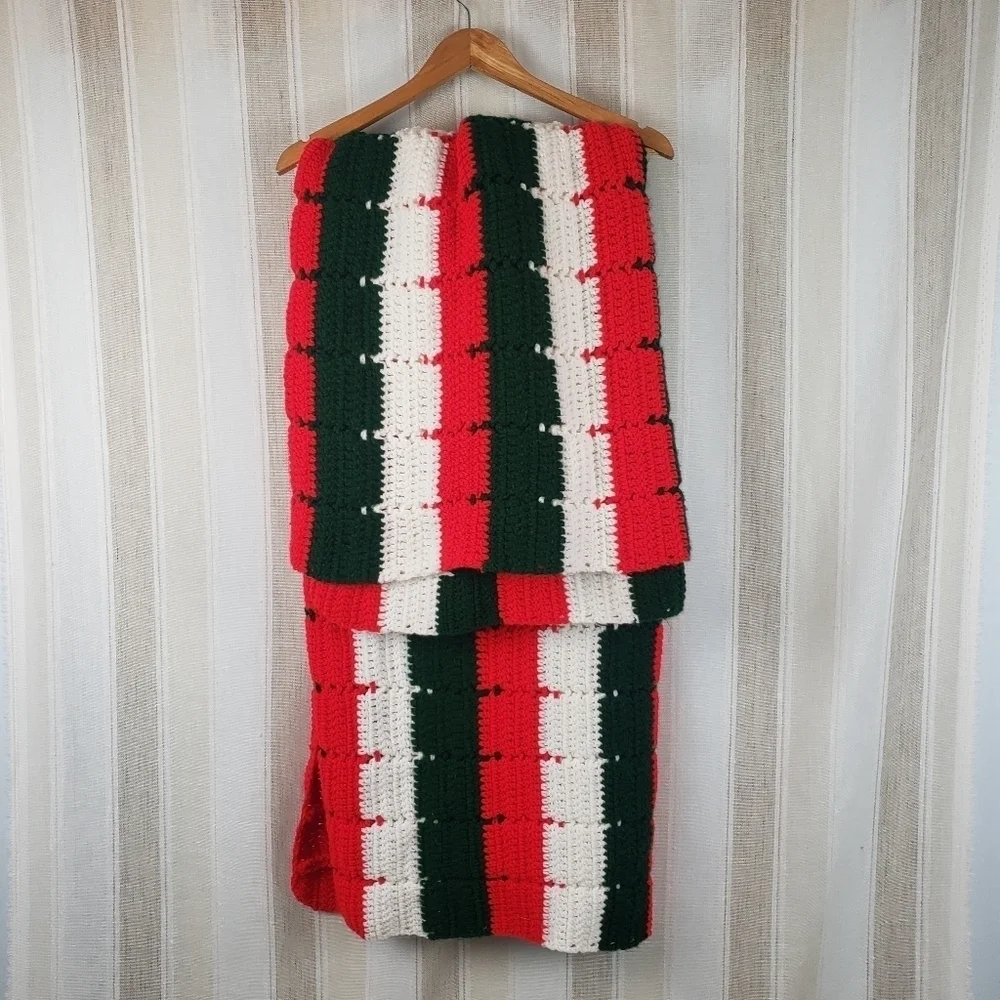 Handmade Granny Striped‎ Crochet Blanket Throw Afghan